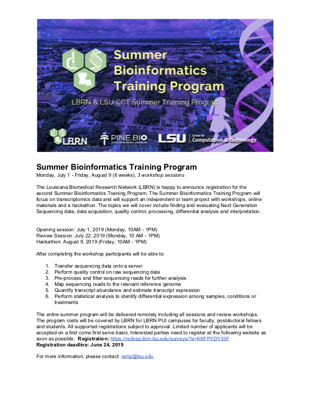 LBRN 2019 Pine Biotech Summer Bioinformatics Program PDF
