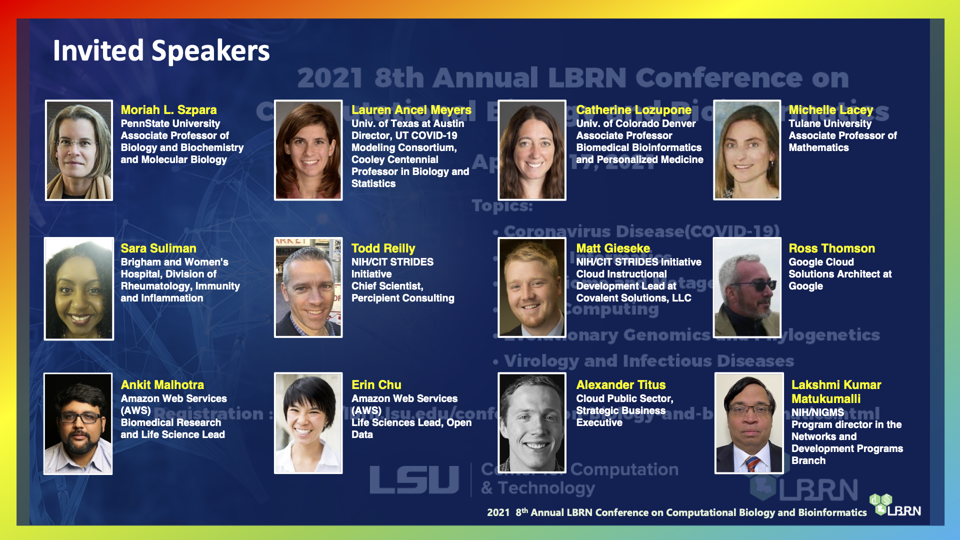 2021 8th Annual LBRN Conference on Computational Biology and Bioinformatics Flier (2021-04-08)