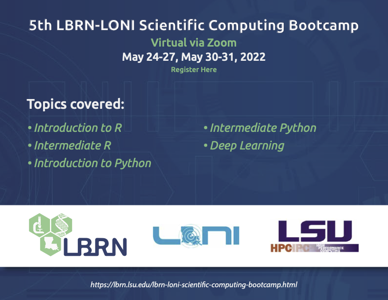 LBRN-LONI Scientific Computing Bootcamp Flyer