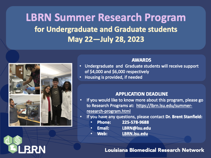 LBRN Summer Research Program Application 2023
